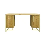 Dębowe biurko gabinetowe z drewna i stali do biura gabinetu CARIN II