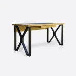 Biurko industrialne loft z szufladą i skórzanym blatem do gabinetu GORAN I