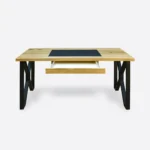 Biurko industrialne loft z szufladą i skórzanym blatem do gabinetu GORAN I