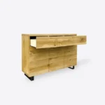 Solidna dębowa komoda z litego drewna i metalu do salonu DELIO