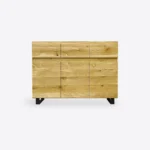 Solidna dębowa komoda z litego drewna i metalu do salonu DELIO