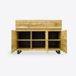 Solidna dębowa komoda z litego drewna i metalu do salonu DELIO