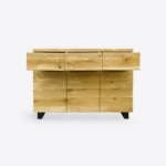 Solidna dębowa komoda z litego drewna i metalu do salonu DELIO