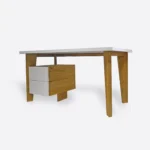 Designerskie biurko drewniane z kontenerkiem do gabinetu pokoju GRAND