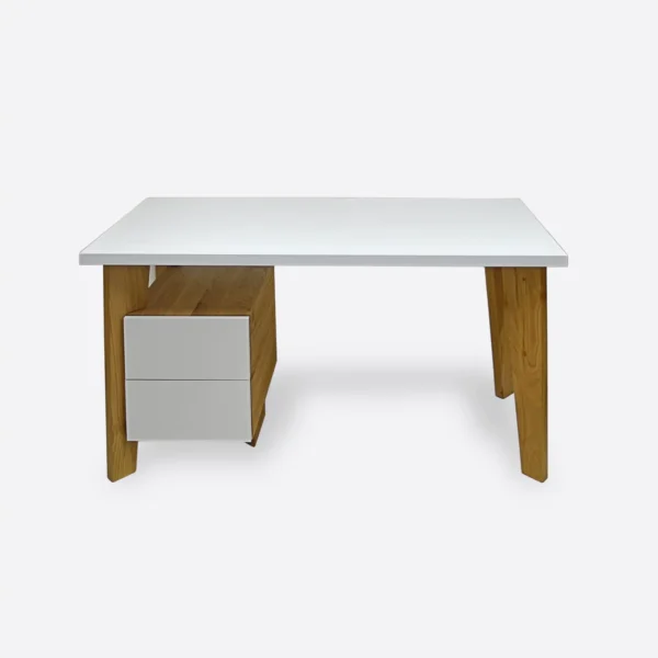 Designerskie biurko drewniane z kontenerkiem do gabinetu pokoju GRAND