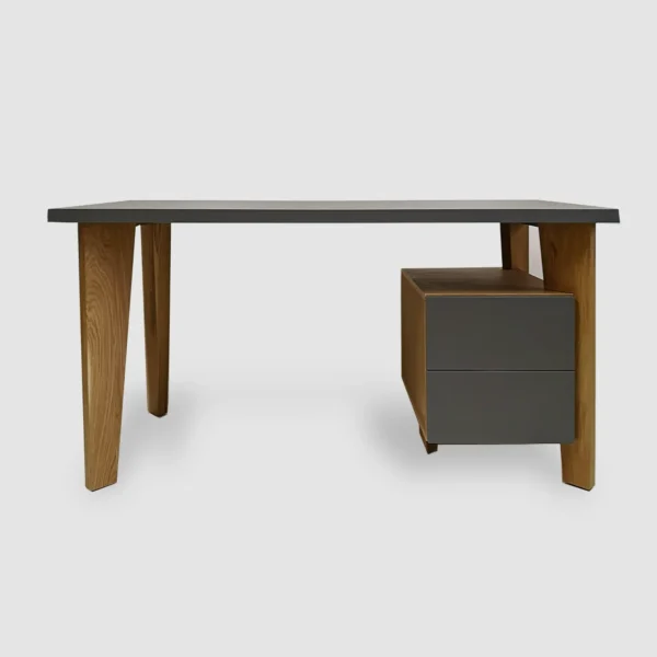 Designerskie biurko drewniane z kontenerkiem do gabinetu pokoju GRAND