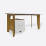 Designerskie biurko drewniane z kontenerkiem do gabinetu pokoju GRAND