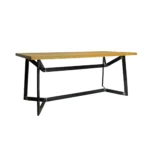 Stół industrialny GERES z dębowym blatem na metalowej podstawie do jadalni