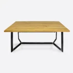 Stół industrialny GERES z dębowym blatem na metalowej podstawie do jadalni