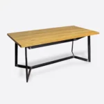 Stół industrialny GERES z dębowym blatem na metalowej podstawie do jadalni