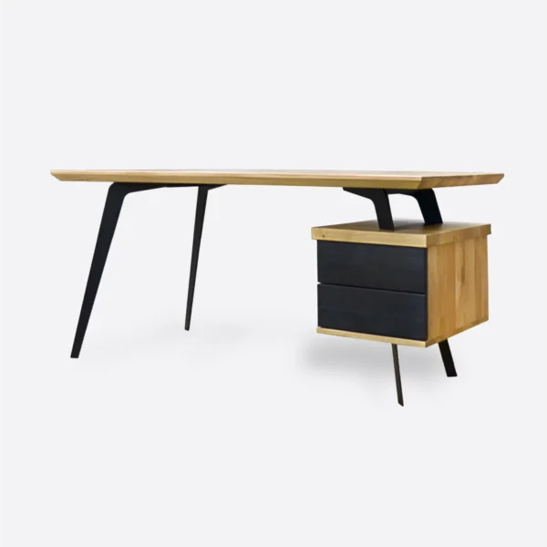 Nowoczesne biurko z drewna dębowego na metalowych nogach do biura i gabinetu VITA II
