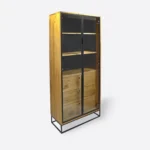 Witryna dębowa z szufladami na metalowej podstawie MERIS III