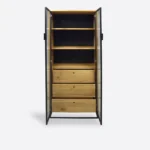 Witryna dębowa z szufladami na metalowej podstawie MERIS III