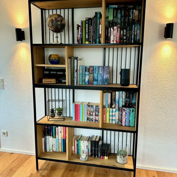 Dębowy regał industrialny do salonu HUGON II