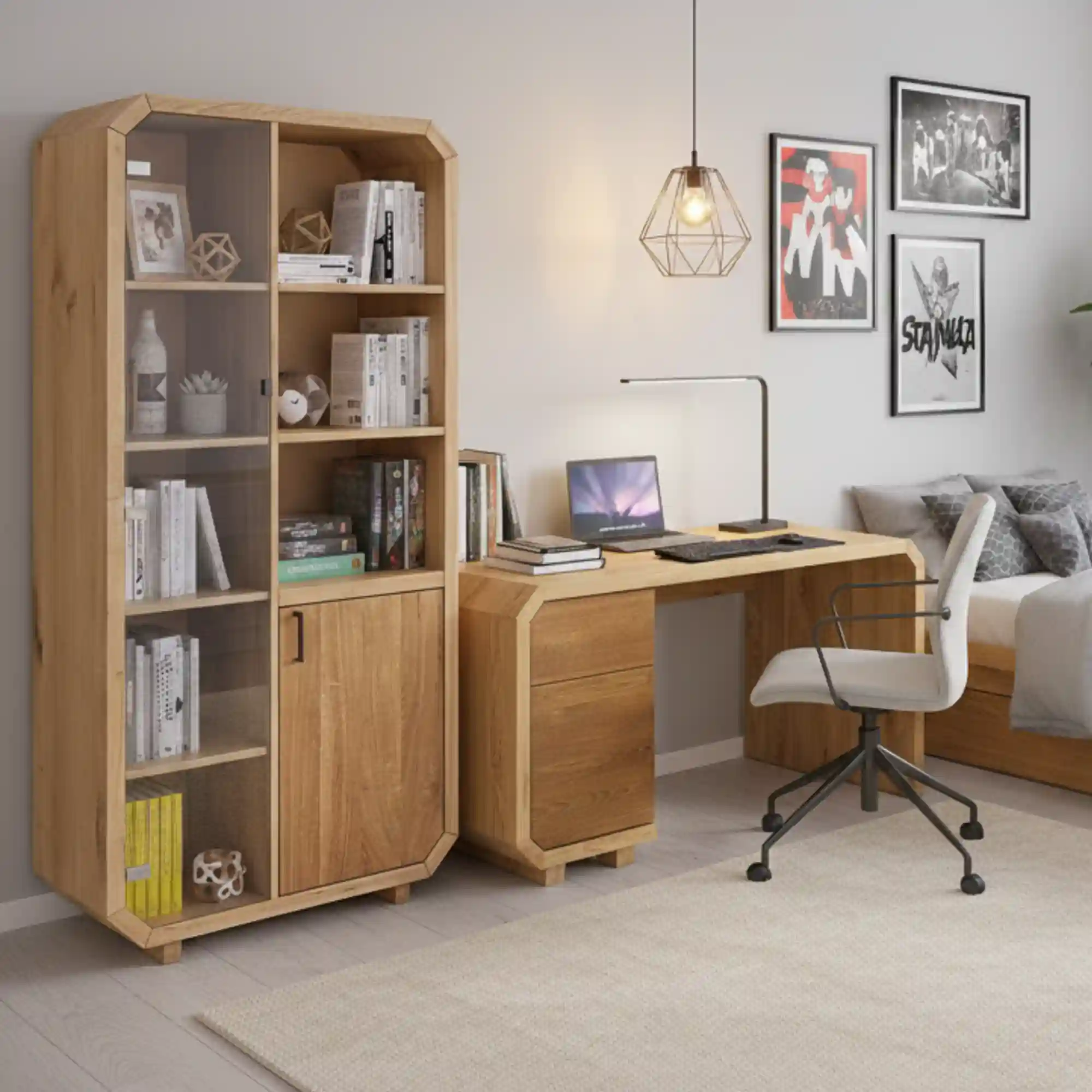 omnis regał i biurko z drewna dębowego (2)