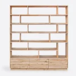 Dębowy regał z szufladami i drewnianą podstawą VITA II