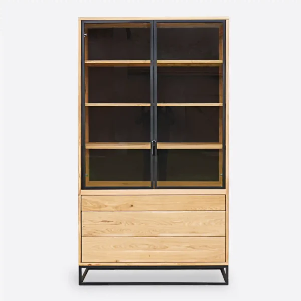 dębowa witryna MERIS IV z szufladami (2)