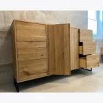 Dębowa komoda loft z 6 szufladami i szafką MERIS V (3)